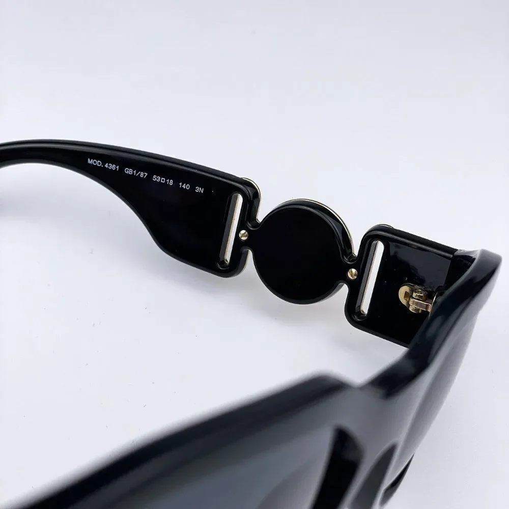 NEW Versace VE4361 GB1/87 Medusa Biggie Black Gray Oval Unisex Sunglasses